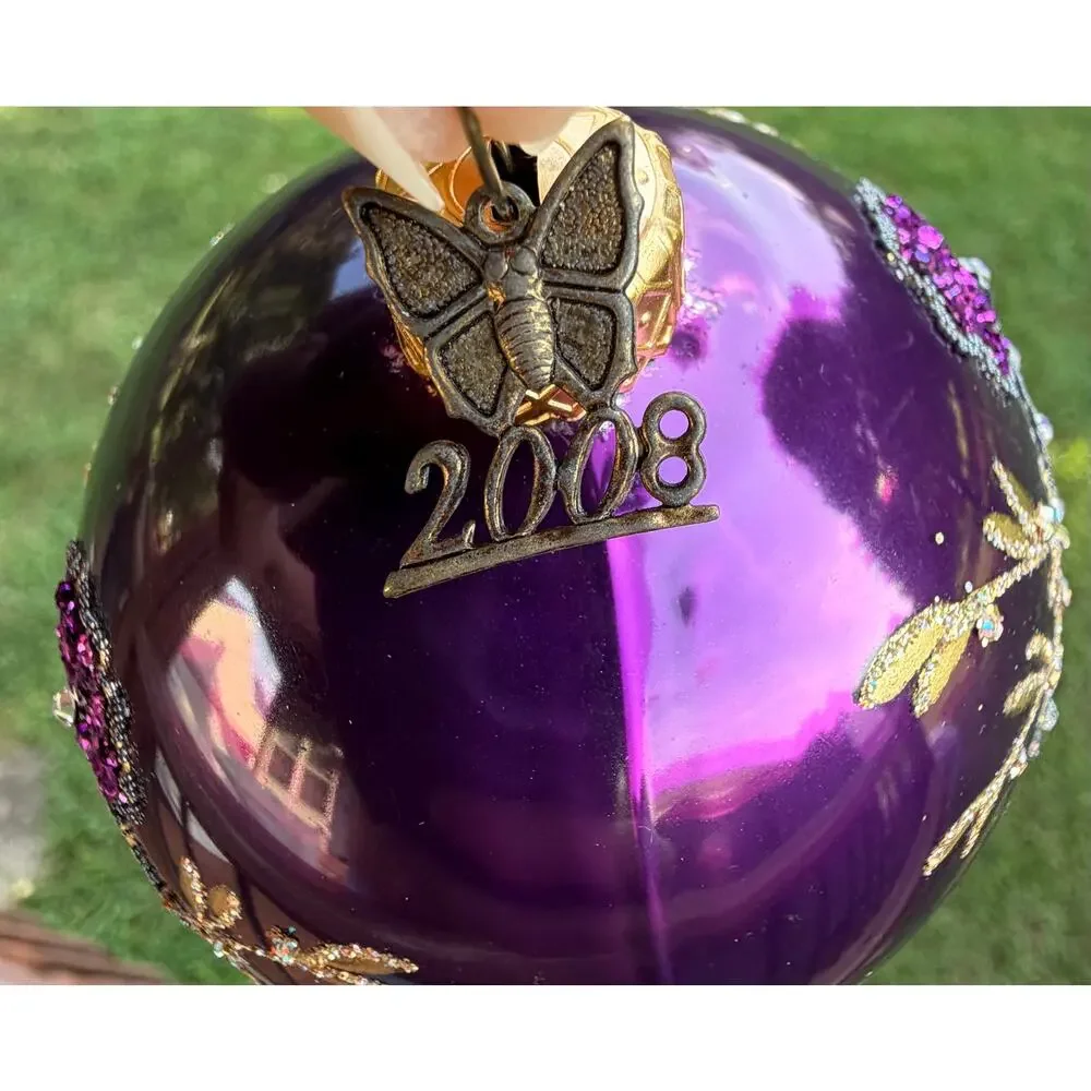 RARE! 2008 Neiman Marcus Purple Glass Egg Ornament Poland Cathedral in Box